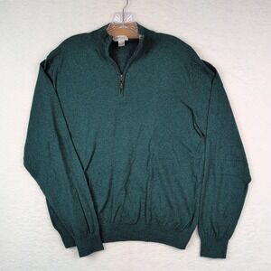 Byford London Cashmere Blend Green Sweater 1/4 Zip Men's Medium Cozy Soft Winter